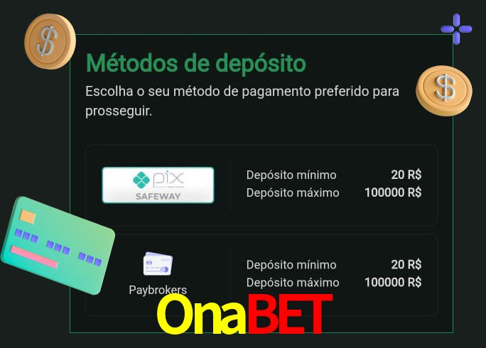 O cassino Onabet oferece uma grande variedade de métodos de pagamento